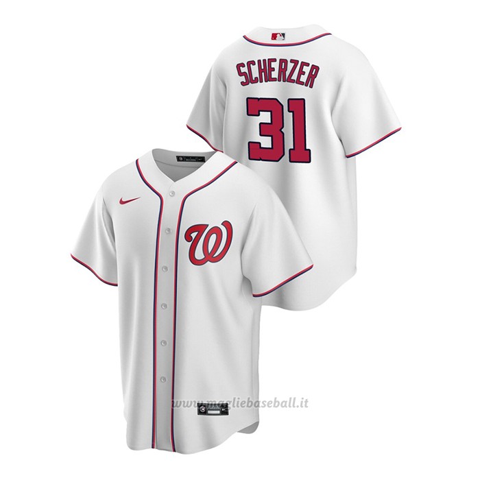 Maglia Baseball Uomo Washington Nationals Max Scherzer Replica Primera Bianco